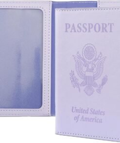 Passport Holder, Passport Holder Women, Passport Covers Travel Must Haves, Travel Passport Wallet for Men, 1 Pack Passport Case Passport Protector for Travel Airport Essentials, Light Purple