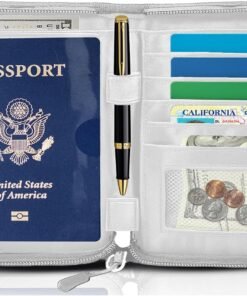 Passport Holder for Travel Essentials, RFID Blocking Protector Passport Wallets, Passport Document Organizer Case for Travel Must Have, Passport Book for Women, Couple, Family Cards, Tickets, ID, Cash