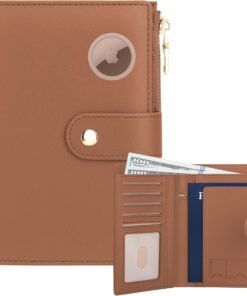 Passport Holder for Travel Women, RFID Blocking Passport Wallet with Airtag Slot, PU Leather Passport Cover Travel Wallet with Zippered Coins Pocket for Travel Essentials