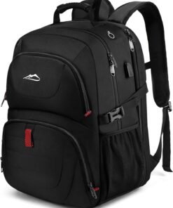 ProEtrade Travel Backpack, Extra Large Laptop Backpack School Business Anti Theft TSA Approved College Work Computer Bag Fits 17 Inch Laptop with USB Charging Port Bookbag for Women Men(Black)