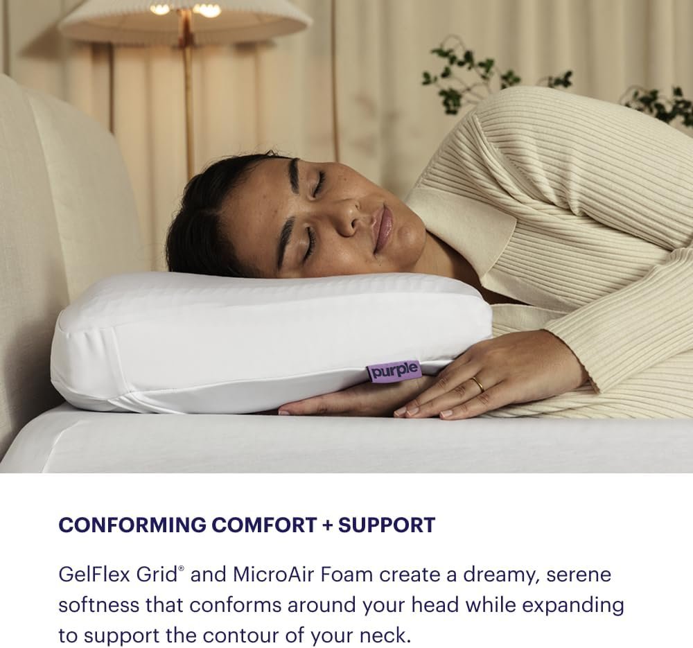 Purple DreamLayer Pillow Standard Size Multi Layered GelFlex Grid MicroAir Foam for Support Pressure Relief Customizable Height with Removable Foam Booster Layers.jpg