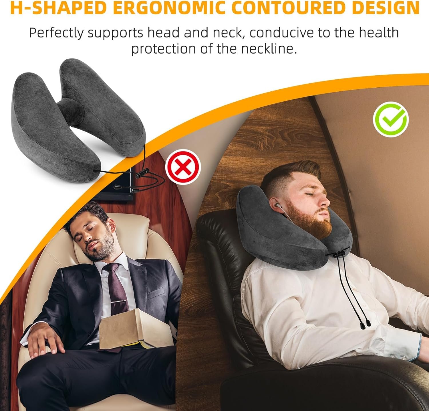 Rewondah Inflatable Travel Pillow for Sleeping Airplane Inflatable Neck Pillow for Traveling on Plane with Washable Cover Blow up Neck Travel Pillow for Airplanes Cars Portable and Comfortable.jpg