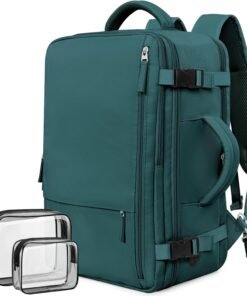 Rinlist Travel Laptop Backpack Carry On Backpack for Men Women Flight Approved College School Computer Bag for Business Hiking Personal Item Backpack Fits 17.3 Inch Notebook Peacock Blue
