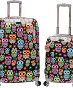 Rockland Departure Hardside 2 Piece Spinner Wheel Luggage, (20"/28"), Owl