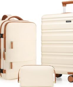 Romtour 3 Piece Luggage Set 20 Inch Carry On Suitcase with Spinner Wheels, PC Hard Shell TSA Lock, Expandable & Fully Lined Interior, Airline Approved