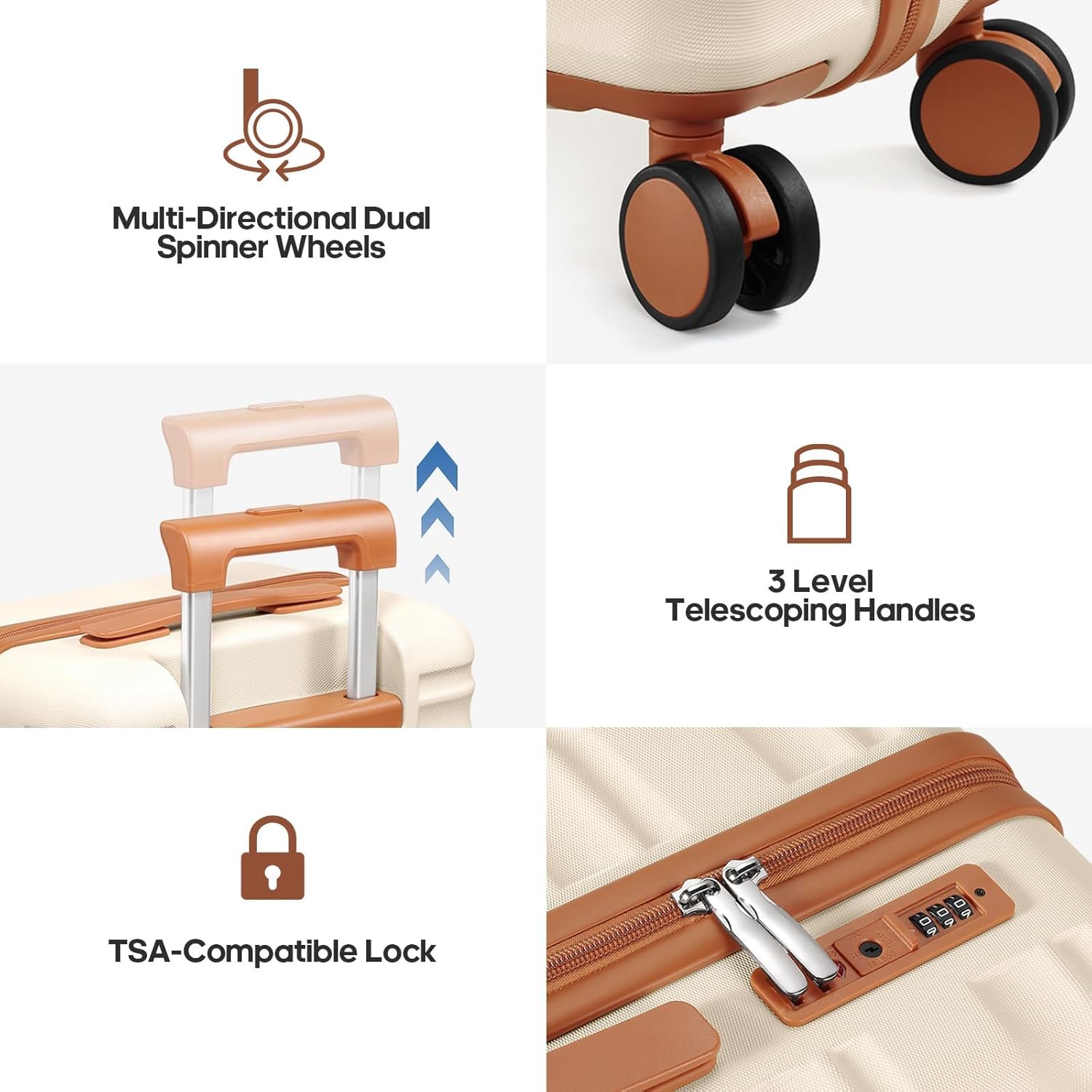 Romtour 3 Piece Luggage Set 20 Inch Carry On Suitcase with Spinner Wheels PC Hard Shell TSA Lock Expandable Fully Lined Interior Airline Approved.jpg