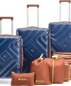 Rosamo 10 piece Luggage Set Expandable Suitcase 22x14x9 Airline Approved Carry on, ABS Hard Case Suitcases with Spinner Wheels,TSA Lock