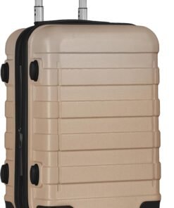 SUPER DEAL 21 Inch Expandable Suitcase Hardside Carry On Travel Luggage with Spinner Wheels Height Adjustable Handle, Champagne