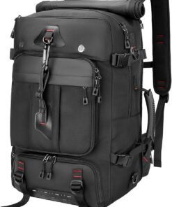 SWICKY 50L Large Capacity Travel Backpack, Outdoor Hiking Camping Bag with Shoe Compartment, Heavy Duty, Fits 17" Laptop