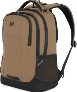 SWISSGEAR Cecil 18-Inch Laptop Backpack Fits 16-Inch Laptop, Travel Daypack with Organizer Pockets, Water Bottle Holders & Padded Straps – Pastel Brown/Black