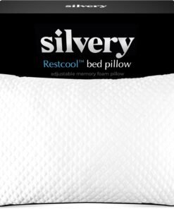 Silvery Silver Infused Restcool Bed Pillow - Adjustable Memory Foam Fill with Self-Cooling Fabric - Self-Cleaning Technology that Stays Fresh 3X Longer (White, King)