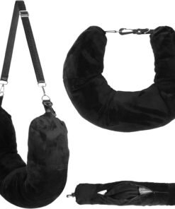 Stuffable Travel Pillow, Velvet Neck Pillow for Travel Stuffed with Clothes, Traveling Pillows for Airplanes, Traveling Essentials Multifunctional Sleeping Rest Cushion, No Filler(Black)