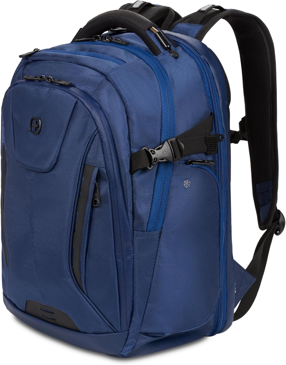 SwissGear Travel Tech Elite Laptop Backpack – Fits Laptops up to 16” – ScanSmart TSA-Friendly Backpack with USB Port, Shoe Compartment & Organizer Pockets – Navy Ballistic