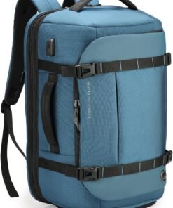 Swissdigital Design Travel Backpack 41.5L,TSA Friendly Flight Approved Carry-on Luggage Hand,with USB Charging Port Large Weekender Bag Fits 17 Inch Laptop Backpack Blue | SD1756-30