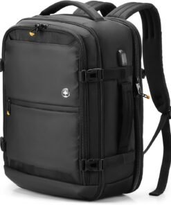 Swissdigital Design Travel Laptop Backpack 43L with USB Charging Port,TSA Friendly Flight Approved Carry-on Luggage Hand,Business Rucksack,Large Weekender Bag Fits 17 Inch Laptop Black | SD1748-01