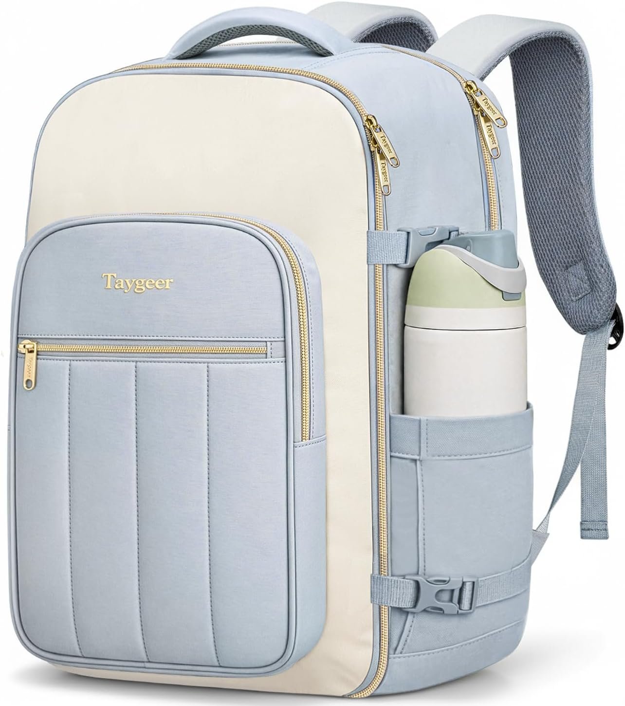 Taygeer Quilted 40L Travel Backpack with Connected Compartments, Underseat Puffer Luggage Backpack with 3 Packing Cubes, TSA Flight Approved Travel Carry on Bag Fits 17.3 inch Laptop for Women, Blue
