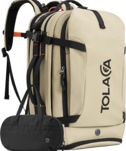 Tolaccea Travel Laptop Backpack, TSA Friendly Flight Approved Carry-on Business Rucksack Work Backpack with Extra Toiletry Bag, Dual Storage for 17.3" Laptop and 12.9" Tablet, 40-45L Expandable