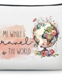 Travel Gifts for Women International Travelers Friend Daughter Coworker World Travel Accessories Cosmetic Makeup Bag Christmas