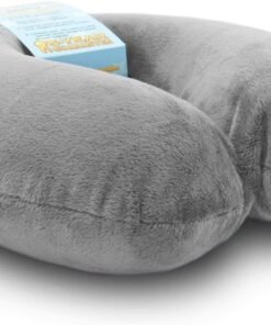 Travel Neck Pillow Washable Cover Comfortable Memory Foam Airplane Travel Accessories Essentials Plane Neck Support Pillow for Neck Pain Relief and Sleeping Grey