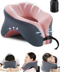 Travel Pillow for Airplanes with 360 Head Support,Memory Foam 2-in-1 Neck Pillow Airplane,Travel Neck Pillow with Storage Bag,Adjustable Clasp for Travel,Home,Office,and Gaming