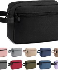 Travel Toiletry Bag, Small Cosmetic Bag, Hanging Water-Resistant Organizer for Men & Women, Ideal for Makeup, Shaving Kit, Gym Essentials & Travel Accessories (Black)
