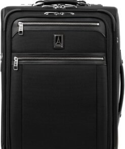 Travelpro Platinum Elite Softside Expandable Carry on Luggage, 2 Wheel Upright Suitcase, USB Port, Men and Women, Shadow Black, Carry On 22-Inch