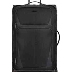 U.S. Traveler Aviron Bay Expandable Softside Luggage with Spinner Wheels, Black, Large 31-Inch