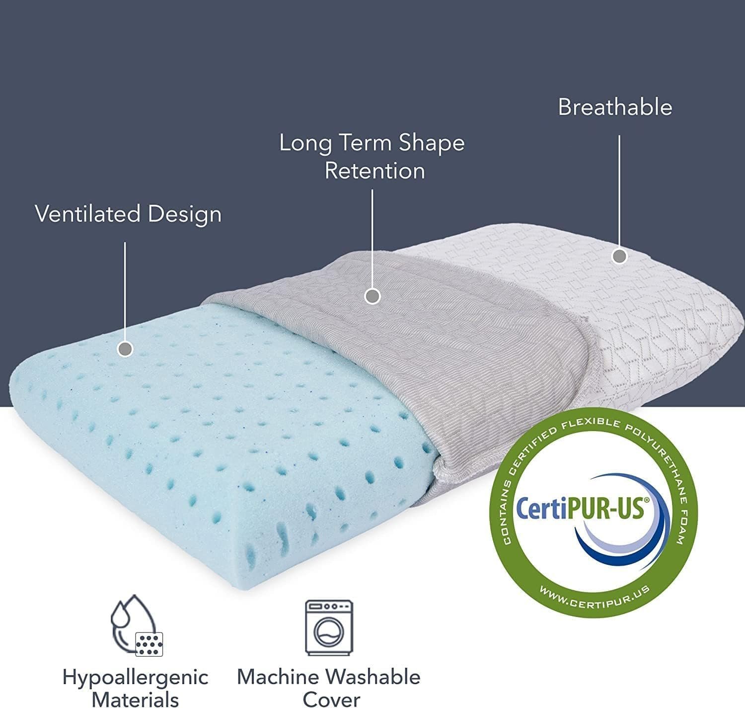 Vaverto Camping Pillow Medium Firm Memory Foam Travel Pillow Compressible Portable Breathable Washable Cover Backpacking Airplane Car Travel 12 x 18.jpg