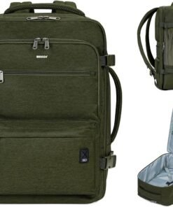 WANDF Travel Backpack For Spirit Airlines Personal Item Bag 18x14x8 with Wet Pocket, 17 Inch Laptop Backpack for Men Women（Dark Green）