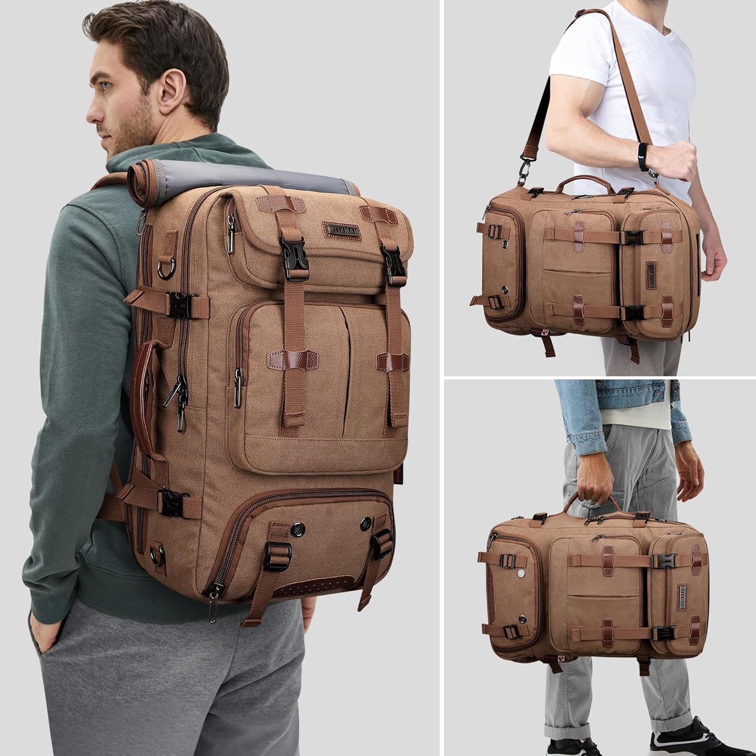 WITZMAN Travel Backpack for Men 40L Large Carry on Airline Approved Convertible 3 in 1 laptop Bags Fit 16 inchA8013 Brown.jpg