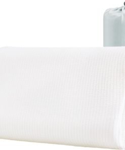 YOUR MOON Memory Foam Travel Pillow, Pure Cotton Cover, Ergonomic Wave Compressible Camping Pillow for Sleeping, Portable Backpacking Neck Support Pillows for Hiking, Car & Airplane (Off White)