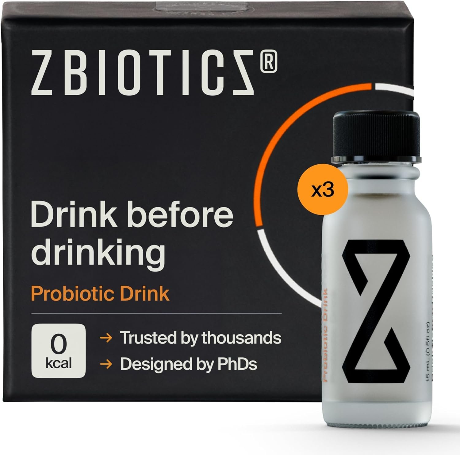 ZBiotics — Feel Better After Drinking, Wake Up Refreshed, Science-Backed, Patented Probiotic for Easier Mornings, Travel-Friendly, 3-Pack of 0.47 Fl Oz Bottles