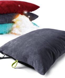 ZOOOBELIVES Down Filled Camping Pillow for Travel, Washable Soft Cover, Small Camp Cushion for Neck & Lumbar Support On-The-Go, Ultralight & Compressible for Hiking Backpacking - AlpliveS2046