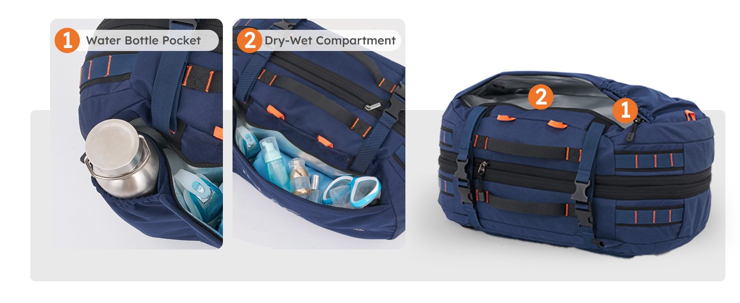 backpack with water bottle