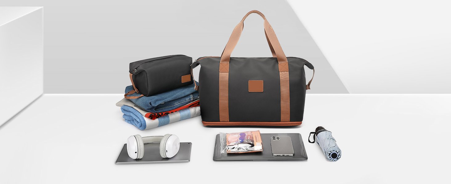 TR002 5 Piece Black Brown Tote Bag Set