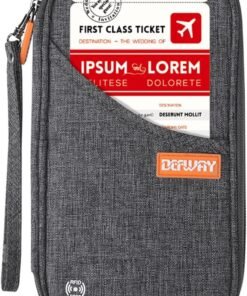 defway Passport Holder Travel Wallet - Family Passport Holder of 4, RFID Blocking Passport Wallet for Men Women, Travel Essentials for Flying, GREY