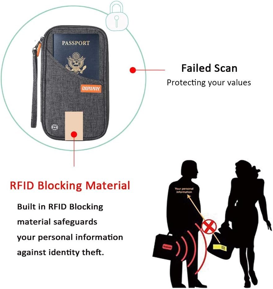 Defway Passport Holder Travel Wallet Family Passport Holder of 4 RFID Blocking Passport Wallet for Men Women Travel Essentials for Flying GREY.jpg