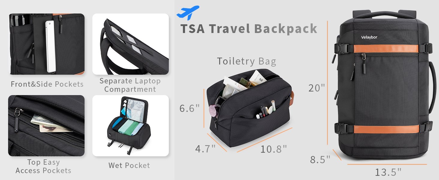 TSA Travel Backpack &amp;amp; Toiletry Bag