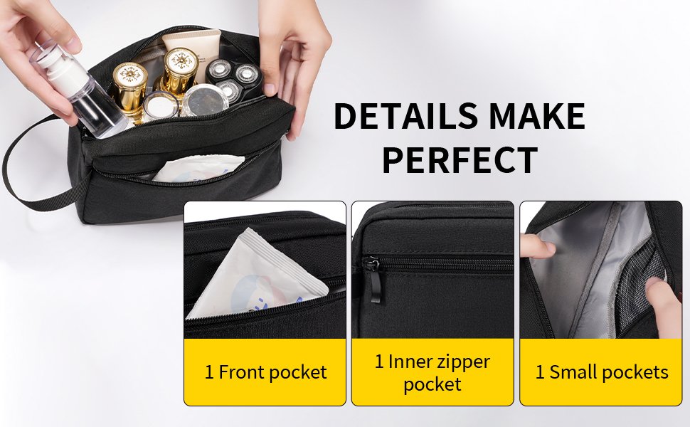 Maximize efficiency, spacious main compartment, mesh bags, side zipper bags
