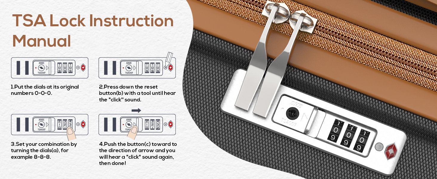 TR002 5 Piece Black Brown TSA Lock