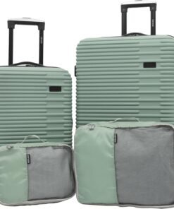 kensie Women's Hillsboro Luggage & Travel Bags Set, Green Granite, 4 Piece Set