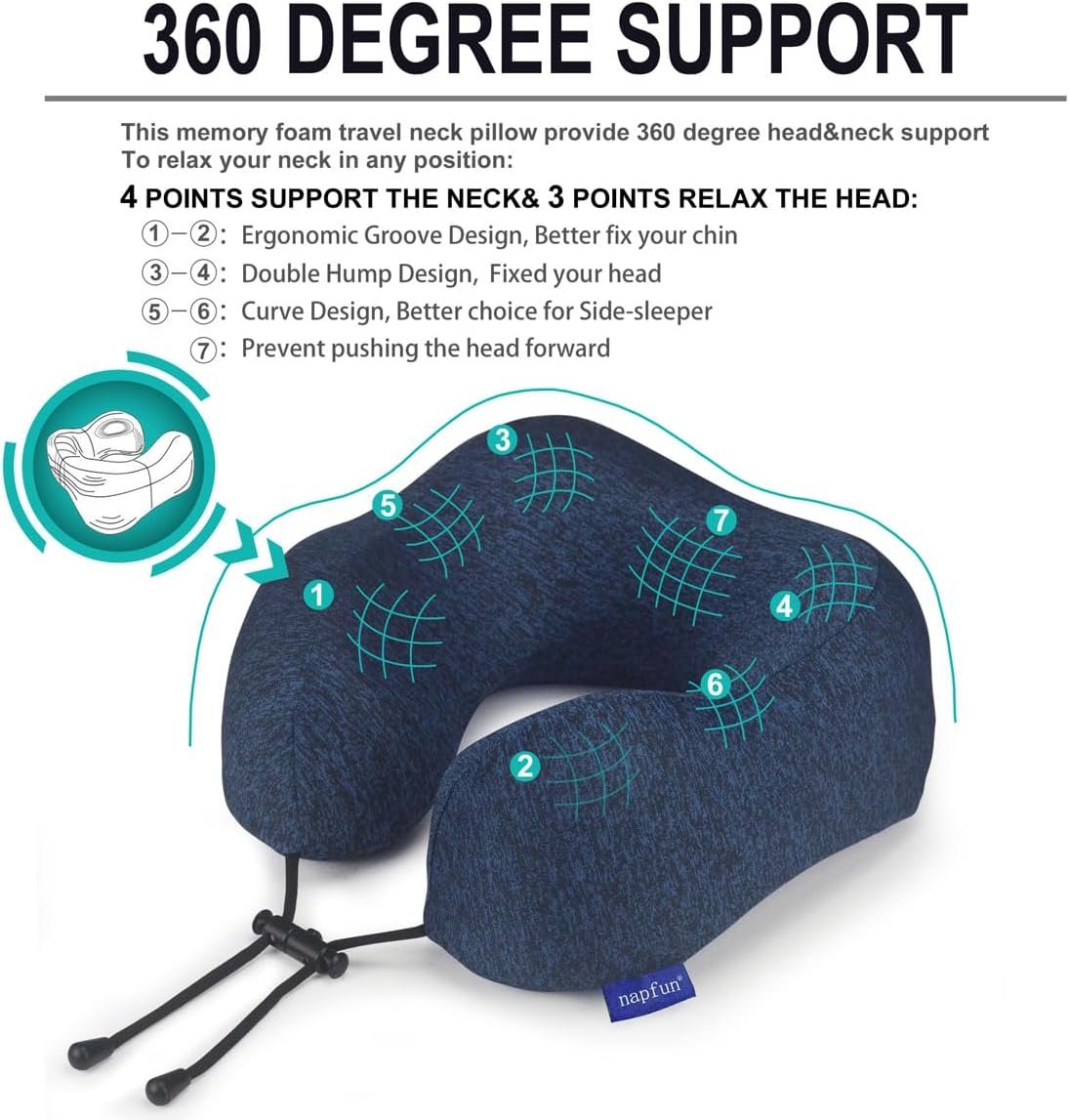 Napfun Neck Pillow for Traveling Upgraded Travel Neck Pillow for Airplane 100 Pure Memory Foam Travel Pillow for Flight Headrest Sleep Portable Plane Accessories Blue.jpg